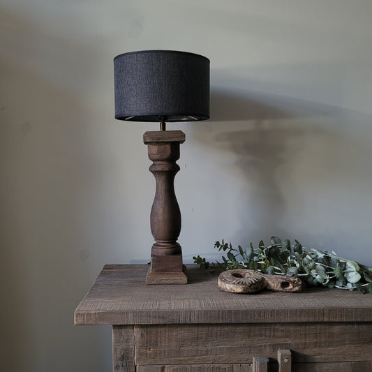 Houten baluster tafellamp incl. kap S