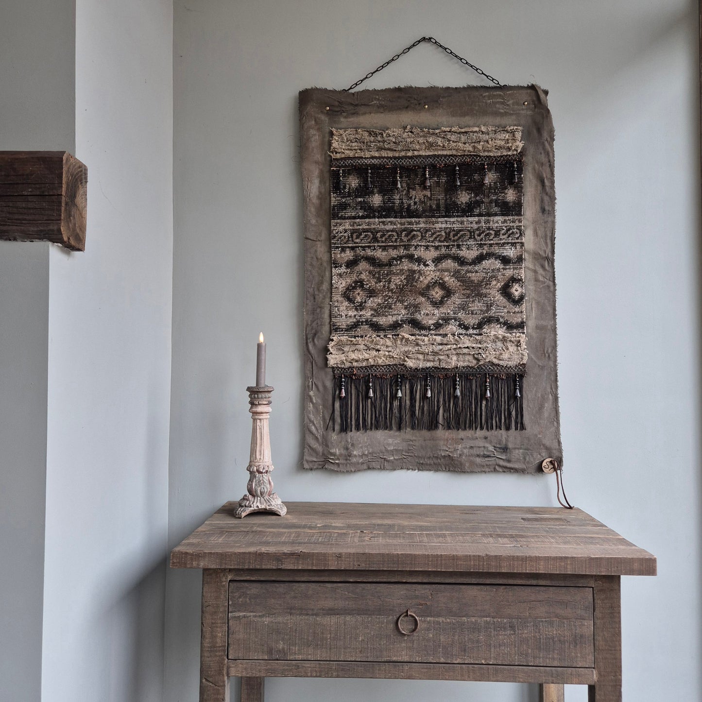 Uniek handgemaakt wanddoek kelim San7