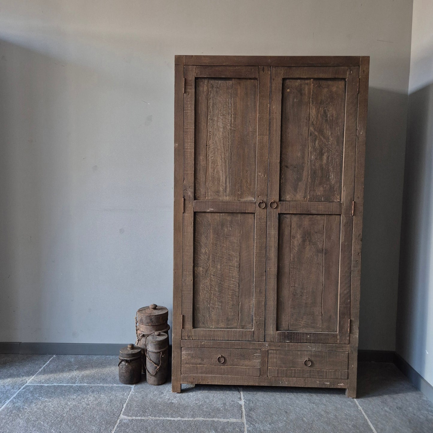 Landelijke kast | 2 deuren & lades | oud hout Driftwood