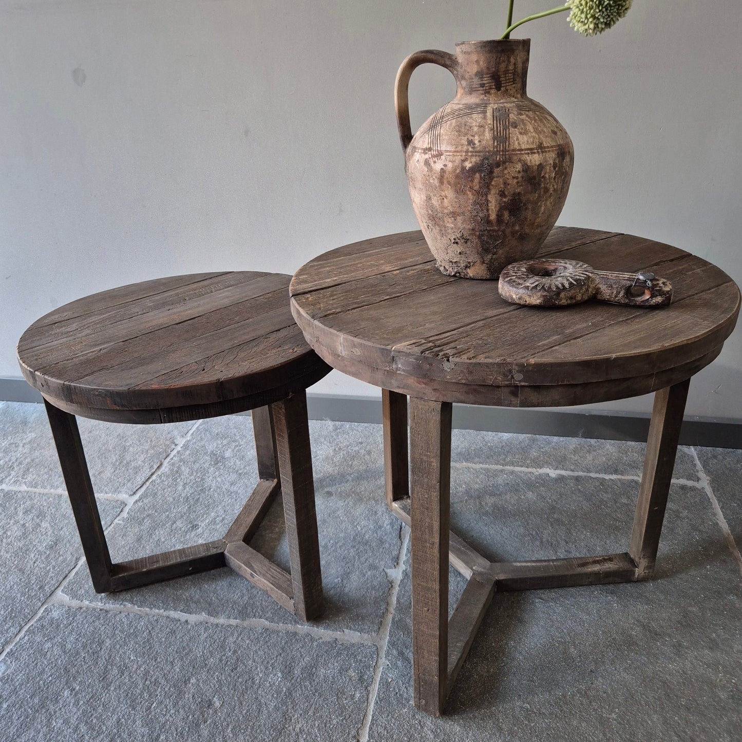 Salontafel rond driftwood | set van 2