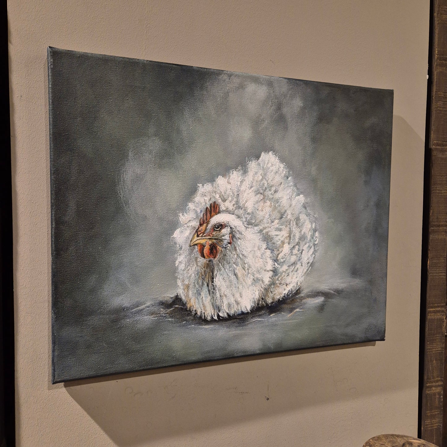 Stoer & sober schilderij Kip handgeschilderd