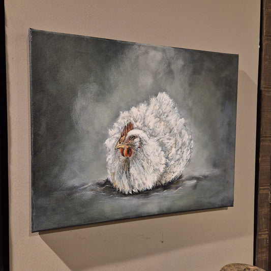 Stoer & sober schilderij Kip handgeschilderd