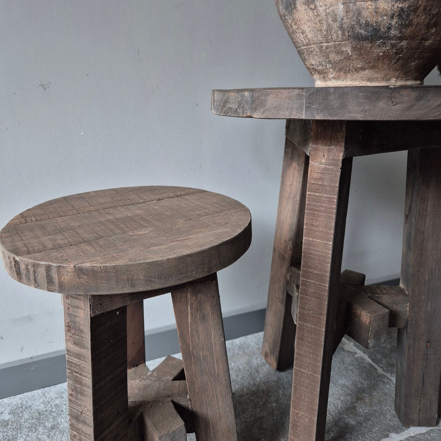 Bijzettafeltjes driftwood rond | set van 2