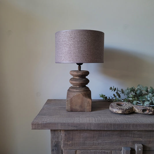 Houten baluster tafellamp incl. kap