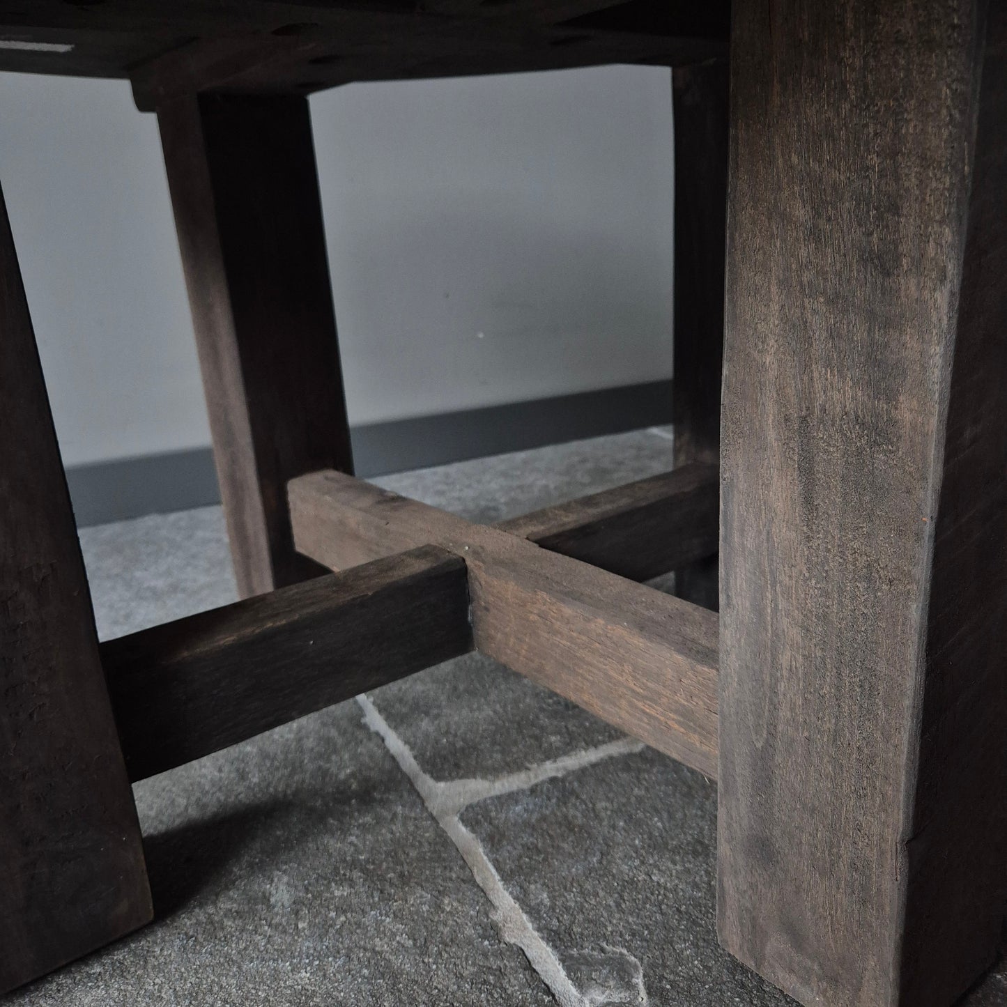 Ronde salontafel blokpoot | driftwood 100cm