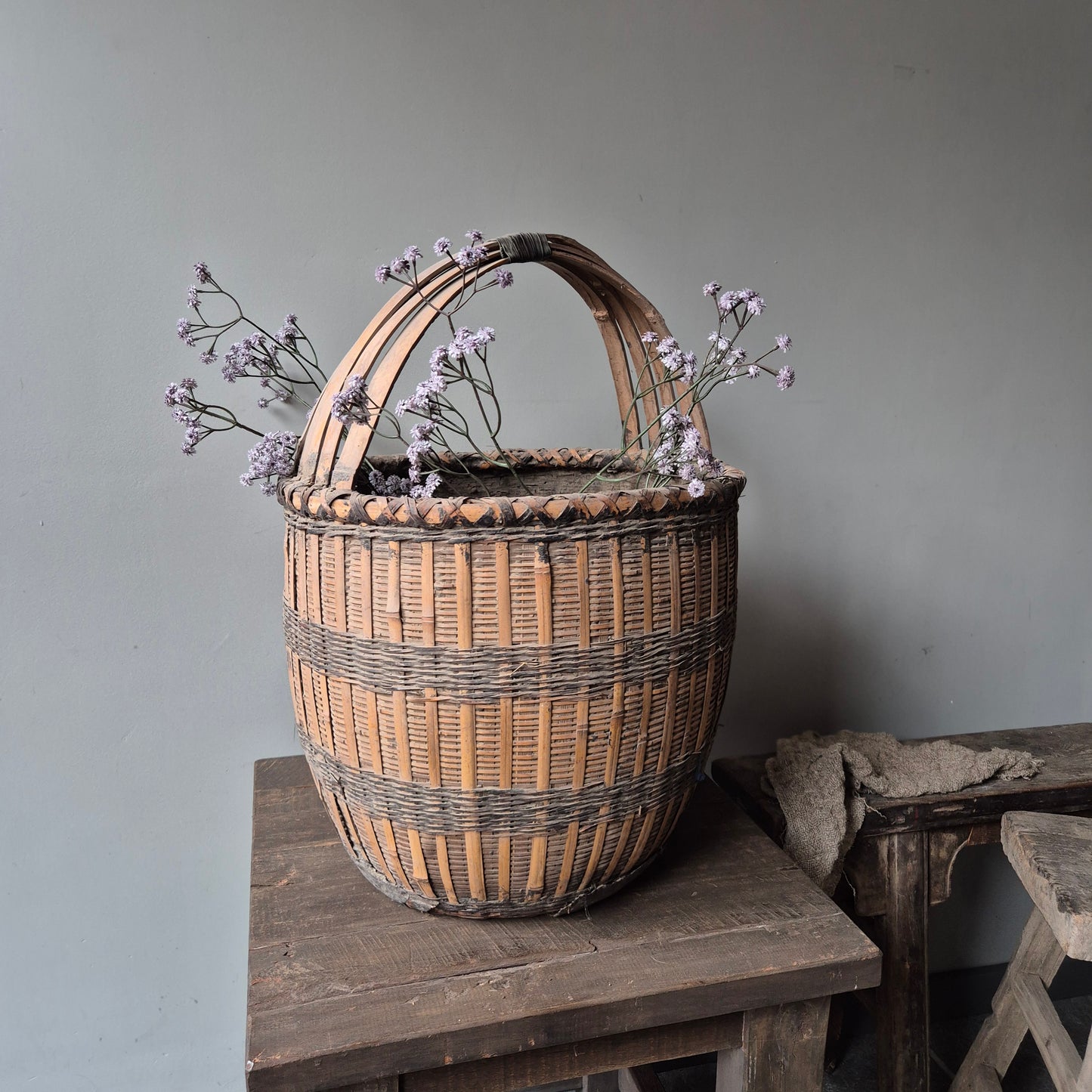 Uniek oude Chinese plukmand met hengsel