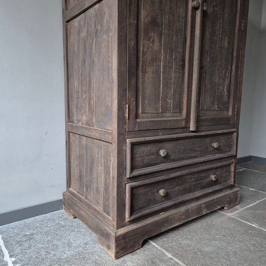 Landelijke kledingkast 2-deurs | 2 lades | Driftwood