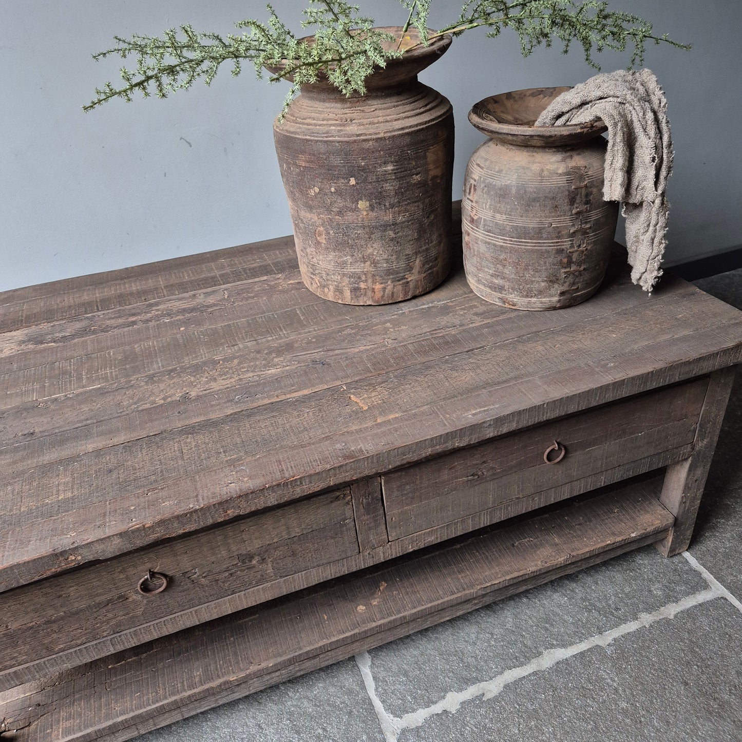 Salontafel driftwood 4 lades + onderblad 120cm