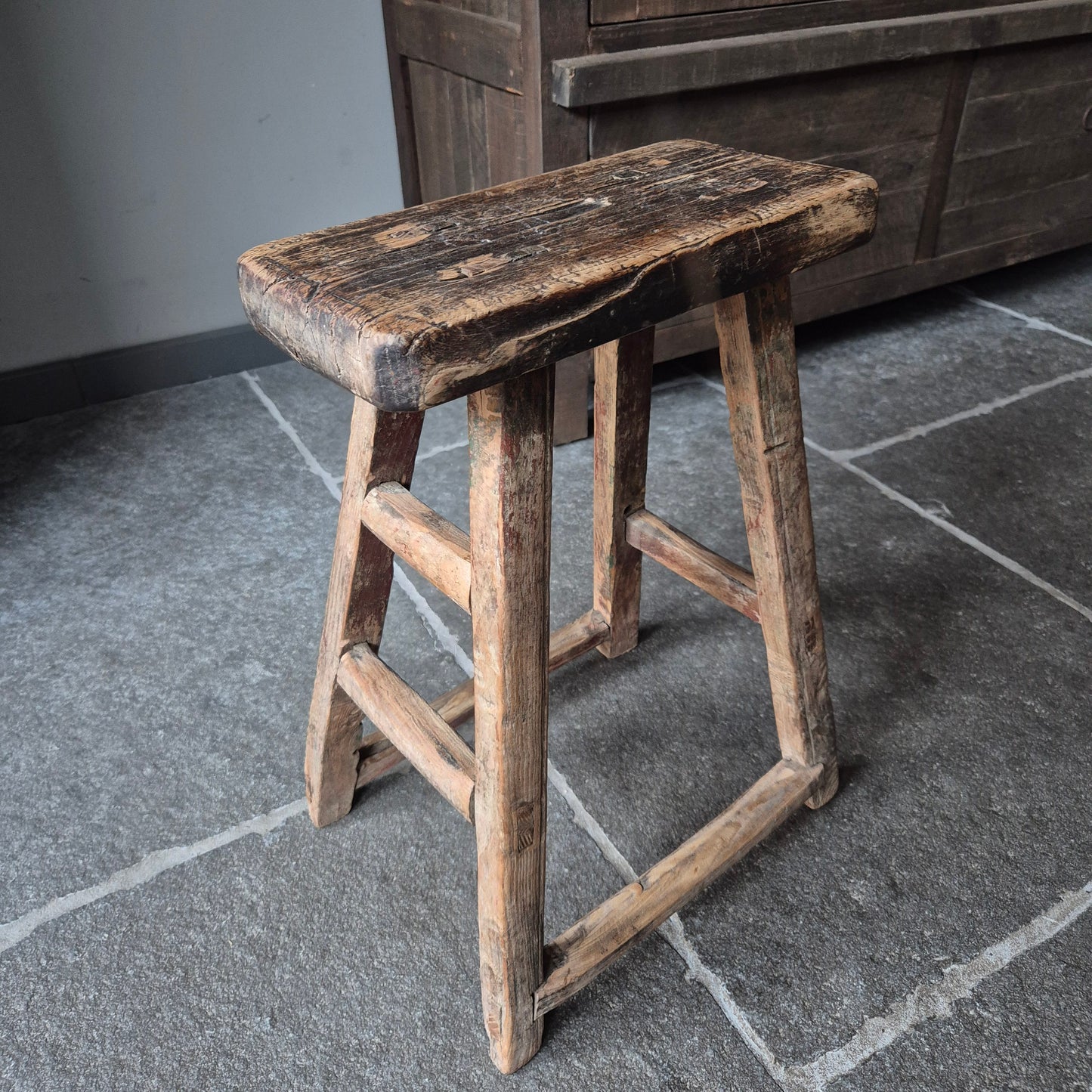 Uniek oud houten Chinese kruk | bankje nr. 11