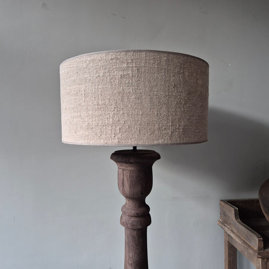 Houten baluster vloerlamp Umber incl. shabby kap | rond