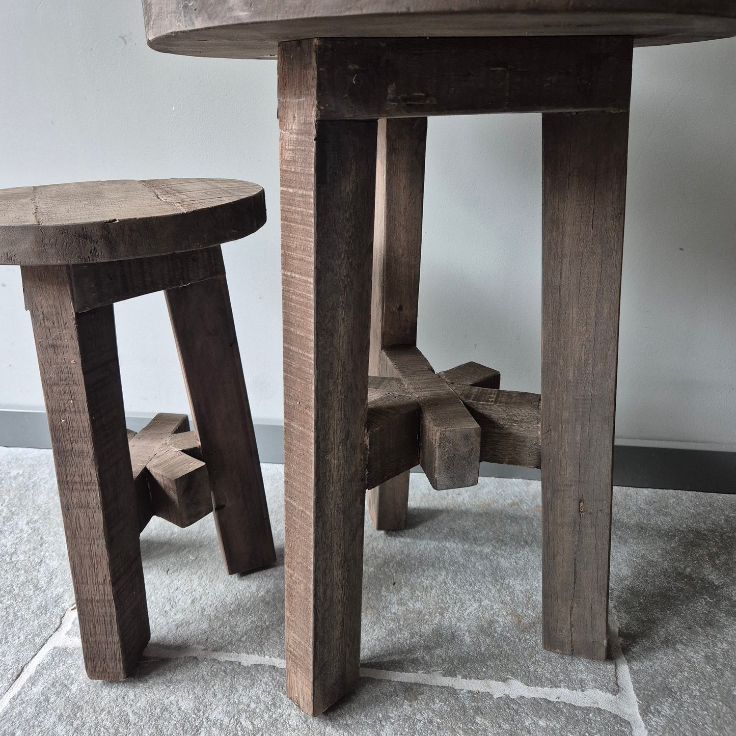 Bijzettafeltjes driftwood rond | set van 2