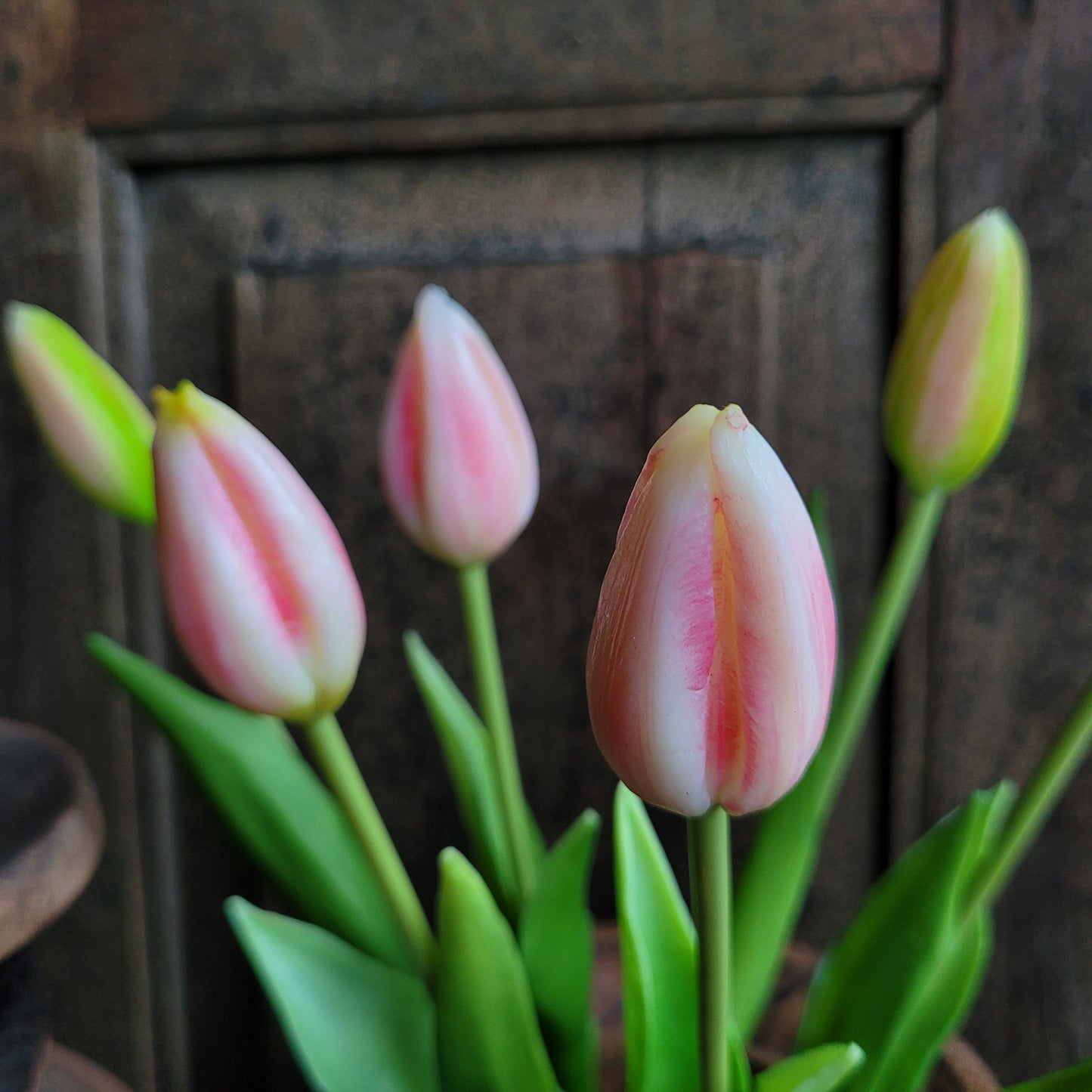 Bos kunst tulpen zacht roze 43cm