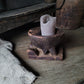 Uniek oud houten ornament kandelaar